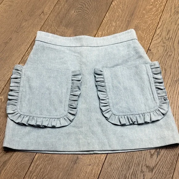 Loeffler Randall denim ruffle pocket miniskirt - Picture 1 of 6